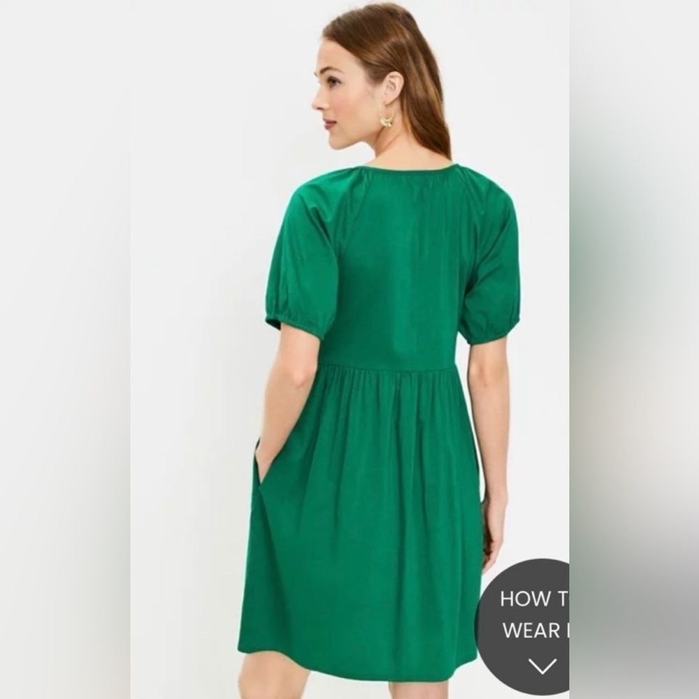 LOFT Green Button Front Mini Swing Dress‎ with Pockets Size XXL - Picture 2 of 7